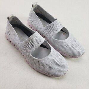 Cole Haan Zerogrand Mary Jane Shoe Womens 8 B Gray Knit Mesh Flex Sneaker Flat